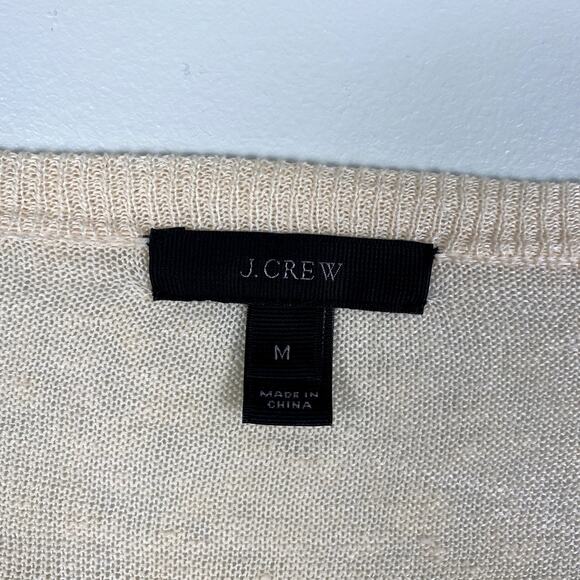 J. CREW 100% Linen Boxy Scoop Neck Decorative Trim Sweater Medium - Picture 4 of 8